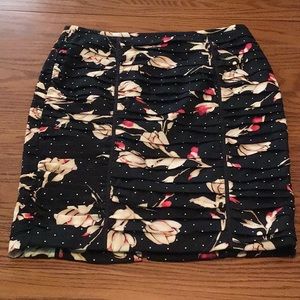 WHBM Tiered Floral Polka Dot Pencil Skirt